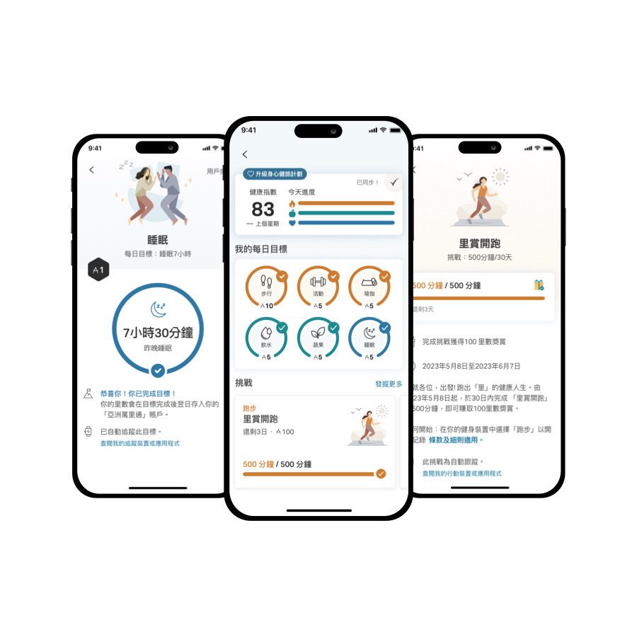 身心健旅計劃首頁及每日目標頁